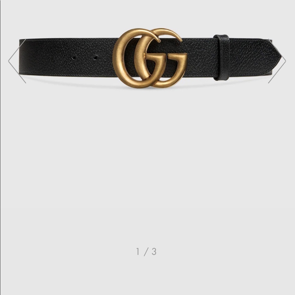 GUCCI WIDE LEATHER BELT WITH DOUBLE G BUCKLE